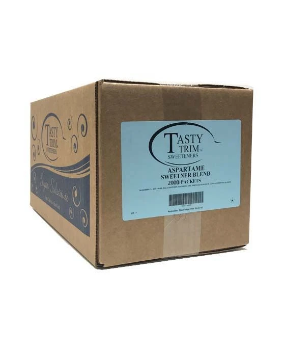 Tasty Trim Aspartame (Blue Sugar Substitute), 1 Box (2,000 Packets) 1 Tasty Trim Aspartame (Blue Sugar Substitute), 1 Box (2,000 Packets)