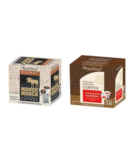 Harry & David Coffee Combo, Maple Walnut, Chocolate Raspberry 2/18 Ct Boxes 1 Harry & David Coffee Combo, Maple Walnut, Chocolate Raspberry 2/18 Ct Boxes