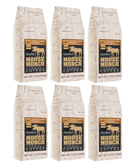Harry & David Milk Chocolate Caramel Moose Munch Gourmet Ground Coffee 6 Bags 1 Harry & David Milk Chocolate Caramel Moose Munch Gourmet Ground Coffee 6 Bags