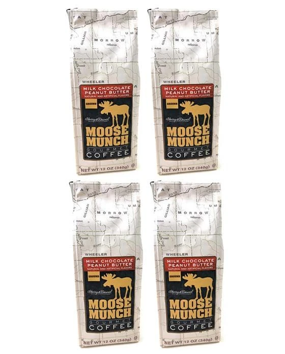 Harry & David Moose Munch Milk Chocolate Peanut Butter Ground Gourmet Coffee 4 Bags 1 Harry & David Moose Munch Milk Chocolate Peanut Butter Ground Gourmet Coffee 4 Bags