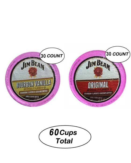 Jim Beam Vanilla Bourbon And Original Single Serve Cups, 30 Cups Each 1 Jim Beam Vanilla Bourbon And Original Single Serve Cups, 30 Cups Each