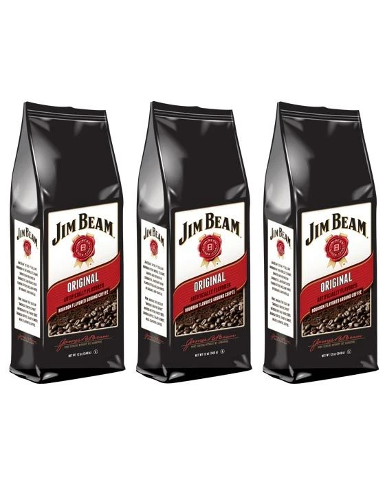 Jim Beam Original Bourbon Flavored Ground Coffee, 3 Bags (12 Oz Ea.) 1 Jim Beam Original Bourbon Flavored Ground Coffee, 3 Bags (12 Oz Ea.)