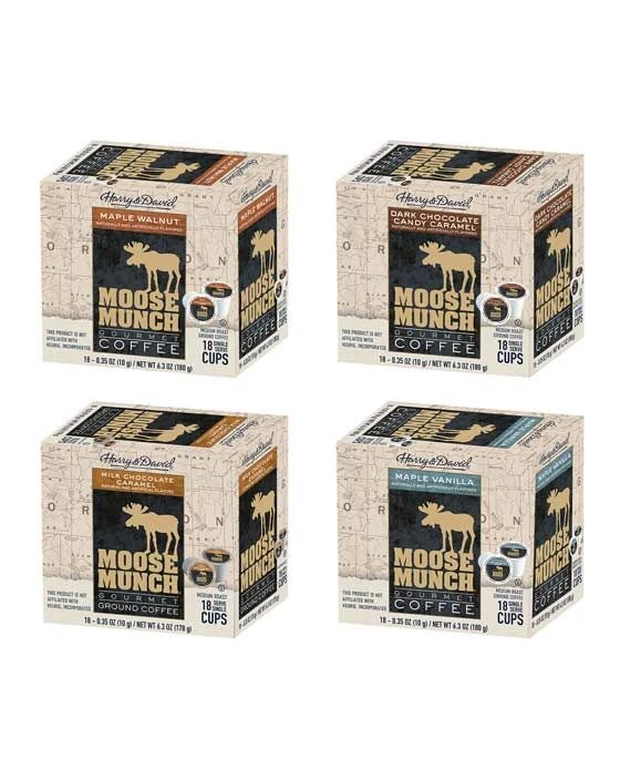Moose Munch MapleWalnut/DarkChocCaramel/MilkChocCaramel/MapleVanilla 4/18 Ct 1 Moose Munch MapleWalnut/DarkChocCaramel/MilkChocCaramel/MapleVanilla 4/18 Ct