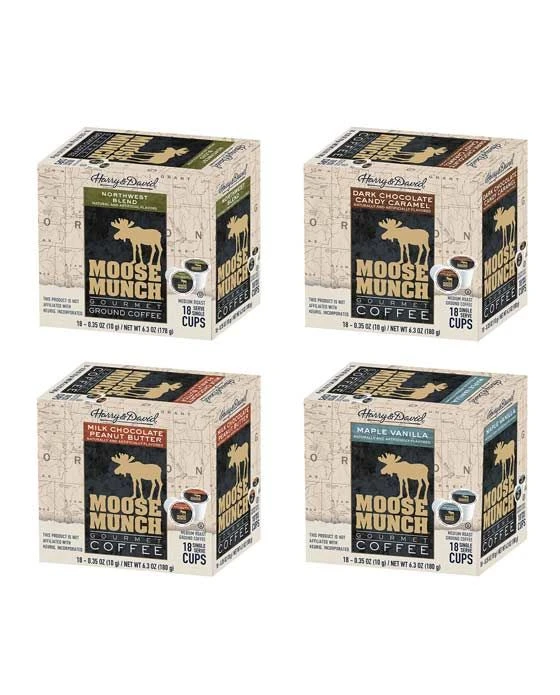 Moose Munch Northwest, Dark Chocolate Caramel, Chocolate Peanut Butter, Maple Vanilla 4/18 Ct 1 Moose Munch Northwest, Dark Chocolate Caramel, Chocolate Peanut Butter, Maple Vanilla 4/18 Ct