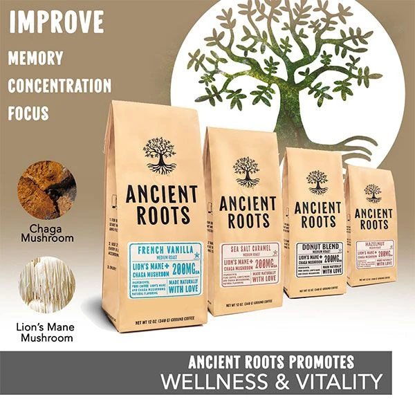 Ancient Roots French Vanilla Flavored Mushroom Coffee By Corim Premium Blends 4/12 Oz Bags 3 Ancient Roots French Vanilla Flavored Mushroom Coffee By Corim Premium Blends 4/12 Oz Bags - Image 3