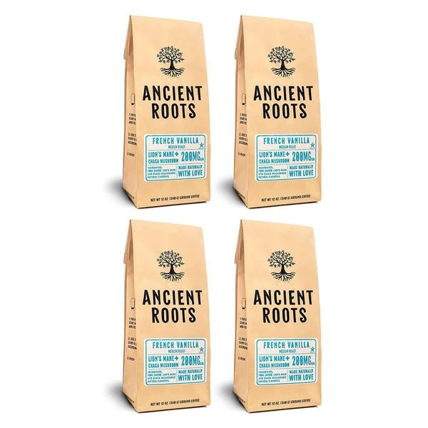 Ancient Roots French Vanilla Flavored Mushroom Coffee By Corim Premium Blends 4/12 Oz Bags 1 Ancient Roots French Vanilla Flavored Mushroom Coffee By Corim Premium Blends 4/12 Oz Bags