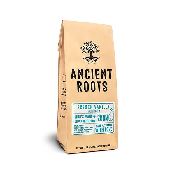 Ancient Roots French Vanilla Flavored Mushroom Coffee By Corim Premium Blends 2/12 Oz Bags 2 Ancient Roots French Vanilla Flavored Mushroom Coffee By Corim Premium Blends 2/12 Oz Bags - Image 2