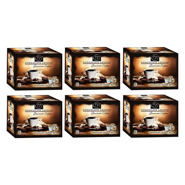 Caffe Noir Gourmet Coffee Chocolate Peanut Butter, Single Serve Beverage Cups, 6 Box 12 Count Each 1 Caffe Noir Gourmet Coffee Chocolate Peanut Butter, Single Serve Beverage Cups, 6 Box 12 Count Each