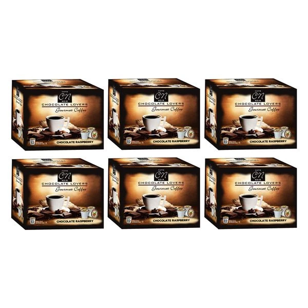 Caffe Noir Gourmet Coffee Chocolate Raspberry, Single Serve Beverage Cups, 6 Box 12 Count Each 1 Caffe Noir Gourmet Coffee Chocolate Raspberry, Single Serve Beverage Cups, 6 Box 12 Count Each