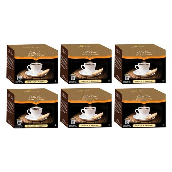 Caffe Noir Gourmet Coffee Cinnamon Hazelnut, Single Serve Beverage Cups, 6 Box 12 Count Each 1 Caffe Noir Gourmet Coffee Cinnamon Hazelnut, Single Serve Beverage Cups, 6 Box 12 Count Each