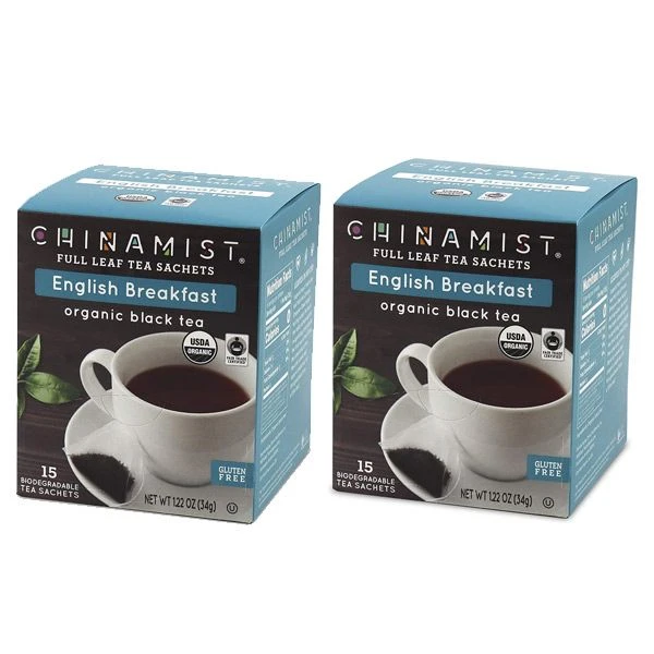 China Mist - English Breakfast Organic Black Full Leaf Tea Sachet, 2 Boxes 15 Count Each - Biodegradable And Individually Wrapped 1 China Mist - English Breakfast Organic Black Full Leaf Tea Sachet, 2 Boxes 15 Count Each - Biodegradable And Individually Wrapped