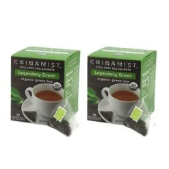 Coffee Series Store 32 China Mist - Legendary Green Organic Black Full Leaf Tea Sachet, 2 Boxes 15 Count - Biodegradable And Individually Wrapped