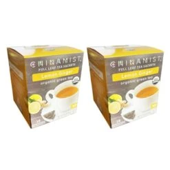 Coffee Series Store 22 China Mist - Lemon Ginger Organic Green Tea Sachet, 2 Boxes 15 Count Each