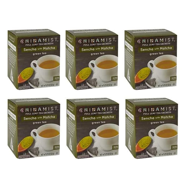 China Mist Sencha With Matcha Organic Green Full Leaf Tea Sachet, 6 Boxes 15 Count Each 1 China Mist Sencha With Matcha Organic Green Full Leaf Tea Sachet, 6 Boxes 15 Count Each