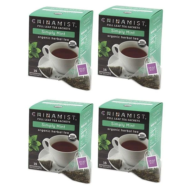 China Mist - Simply Mint Herbal Full Leaf Tea Sachet, 4 Boxes 15 Count Each 1 China Mist - Simply Mint Herbal Full Leaf Tea Sachet, 4 Boxes 15 Count Each
