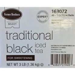 Farmer Brothers Black Iced Tea For Sweetening, 4 Boxes - 48/1 Oz 5 Farmer Brothers Black Iced Tea For Sweetening, 4 Boxes - 48/1 Oz -Coffee Series Store fbtradblack 1 2