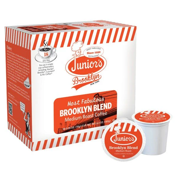 Junior's Most Fabulous Brooklyn Blend, Medium Roast Single Single Serve 18 Ct 1 Junior's Most Fabulous Brooklyn Blend, Medium Roast Single Single Serve 18 Ct