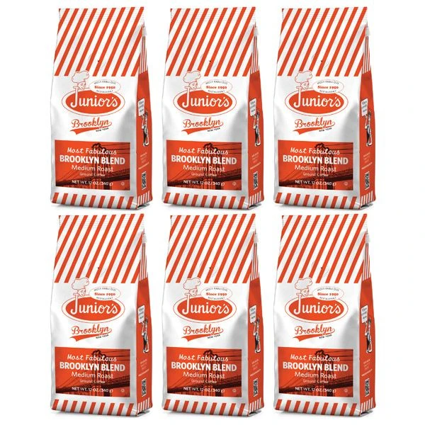 Junior's Most Fabulous Brooklyn Blend, Medium Roast Ground Coffee, 6/12 Oz Bags 1 Junior's Most Fabulous Brooklyn Blend, Medium Roast Ground Coffee, 6/12 Oz Bags