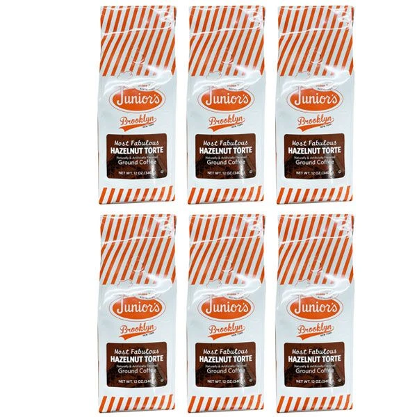 Junior's Most Fabulous Hazelnut Torte, Medium Roast Ground Coffee, 6/12 Oz Bags 1 Junior's Most Fabulous Hazelnut Torte, Medium Roast Ground Coffee, 6/12 Oz Bags