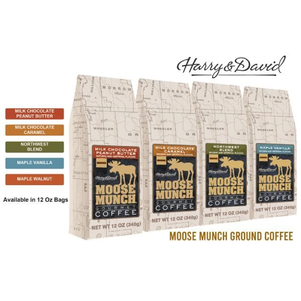 Harry & David Moose Munch Milk Chocolate Peanut Butter Ground Gourmet Coffee 4 Bags 4 Harry & David Moose Munch Milk Chocolate Peanut Butter Ground Gourmet Coffee 4 Bags - Image 4