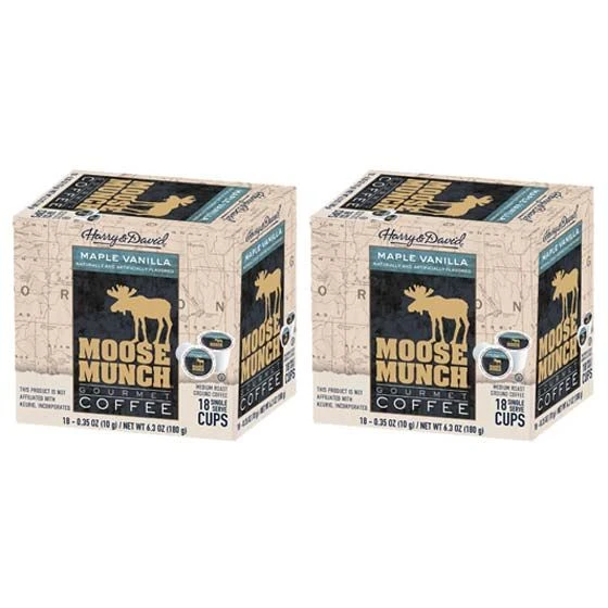 Moose Munch Maple Vanilla Single Serve Coffee By Harry & David, 2/18 Count 1 Moose Munch Maple Vanilla Single Serve Coffee By Harry & David, 2/18 Count