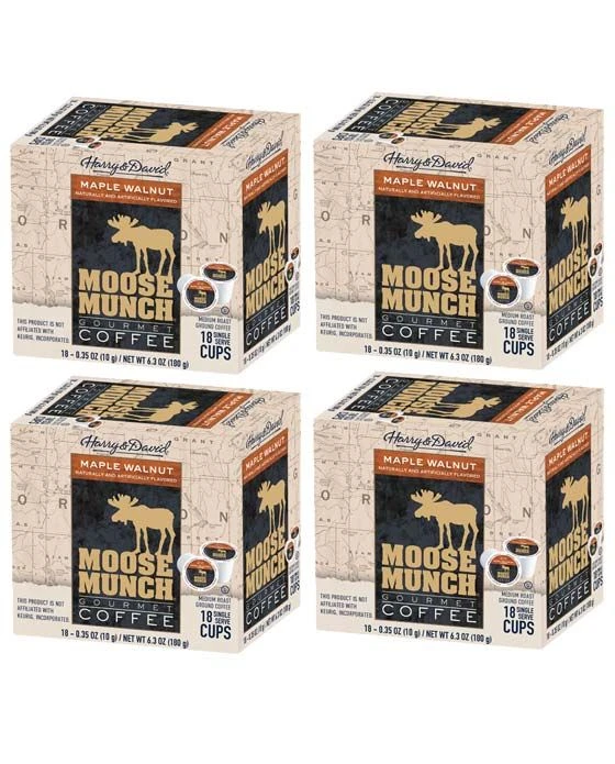 Moose Munch Single Serve Coffee By Harry & David, Maple Walnut, 4/18 Count 1 Moose Munch Single Serve Coffee By Harry & David, Maple Walnut, 4/18 Count