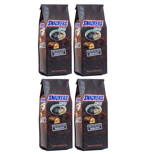 Snickers Caramel, Peanuts, Nougat And Chocolate, Naturally And Artificially Flavored Ground Coffee, 4/10 Oz Bags 1 Snickers Caramel, Peanuts, Nougat And Chocolate, Naturally And Artificially Flavored Ground Coffee, 4/10 Oz Bags