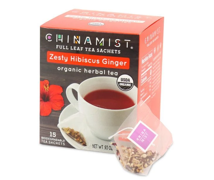 China Mist - Zesty Hibiscus Ginger Organic Black Full Leaf Tea Sachet, 2 Boxes 15 Count Each - Biodegradable And Individually Wrapped 2 China Mist - Zesty Hibiscus Ginger Organic Black Full Leaf Tea Sachet, 2 Boxes 15 Count Each - Biodegradable And Individually Wrapped - Image 2